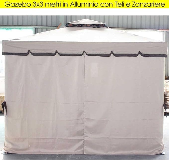 Gazebo Professionale 3X4 mt Alluminio Impermeabile Zanzariera Laterale AntiUV Moka in Gazebo Danyx - Casoria, commercioVirtuoso.it