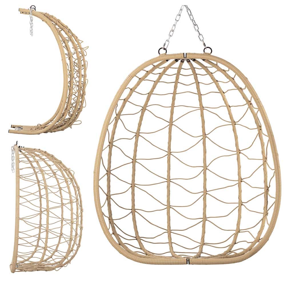 Poltrona Sospesa Giardino Sedia Dondolo Amaca Pensile Rattan e Metallo Beige in Sedie sospese Danyx - Casoria, commercioVirtuoso.it