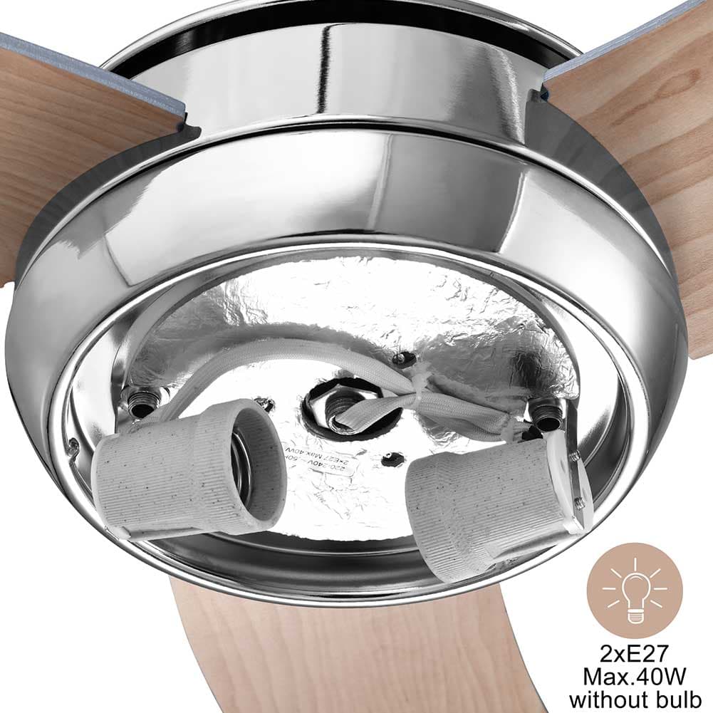 Ventilatore con Telecomando da Soffitto 3Pale Legno Lampada 65watt 122cm Silver in Ventilatori da soffitto con lampada Danyx - Casoria, commercioVirtuoso.it