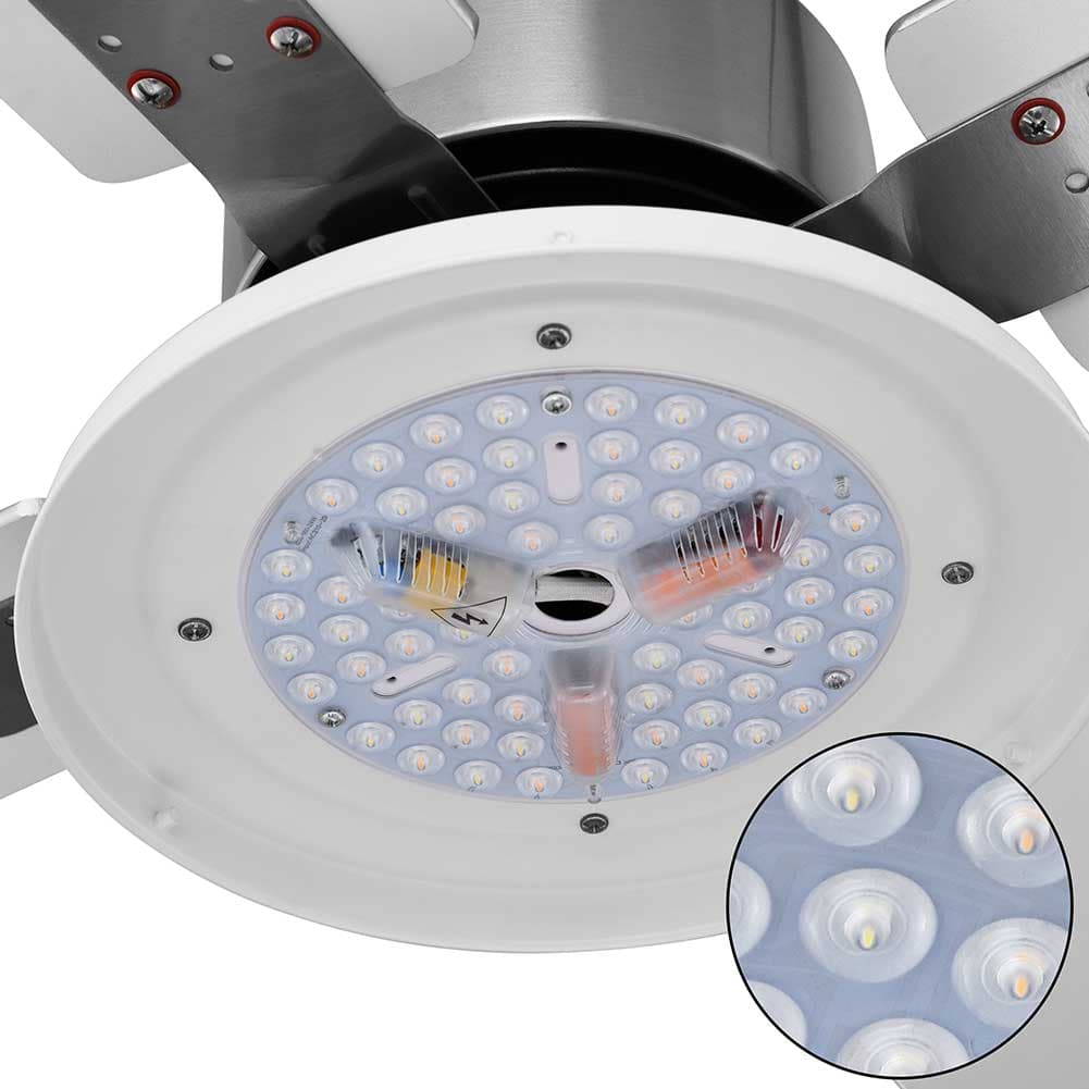 Ventilatore con Telecomando da Soffitto 4 Pale Luce LED  130 cm Bianco in Ventilatori da soffitto con lampada Danyx - Casoria, commercioVirtuoso.it