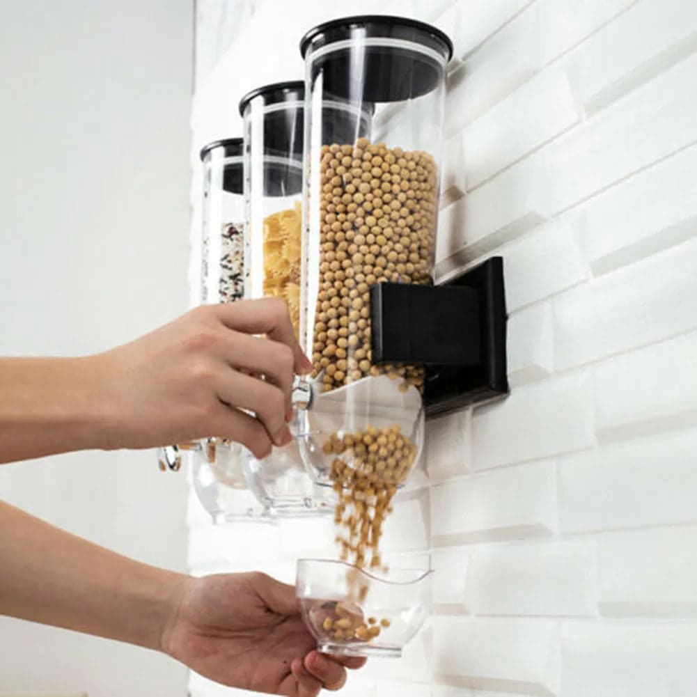 Porta Cereali da Muro 3Posti Dispenser Triplo Distributore Manuale Nero Casa Hotel in Porta carta da cucina Danyx - Casoria, commercioVirtuoso.it