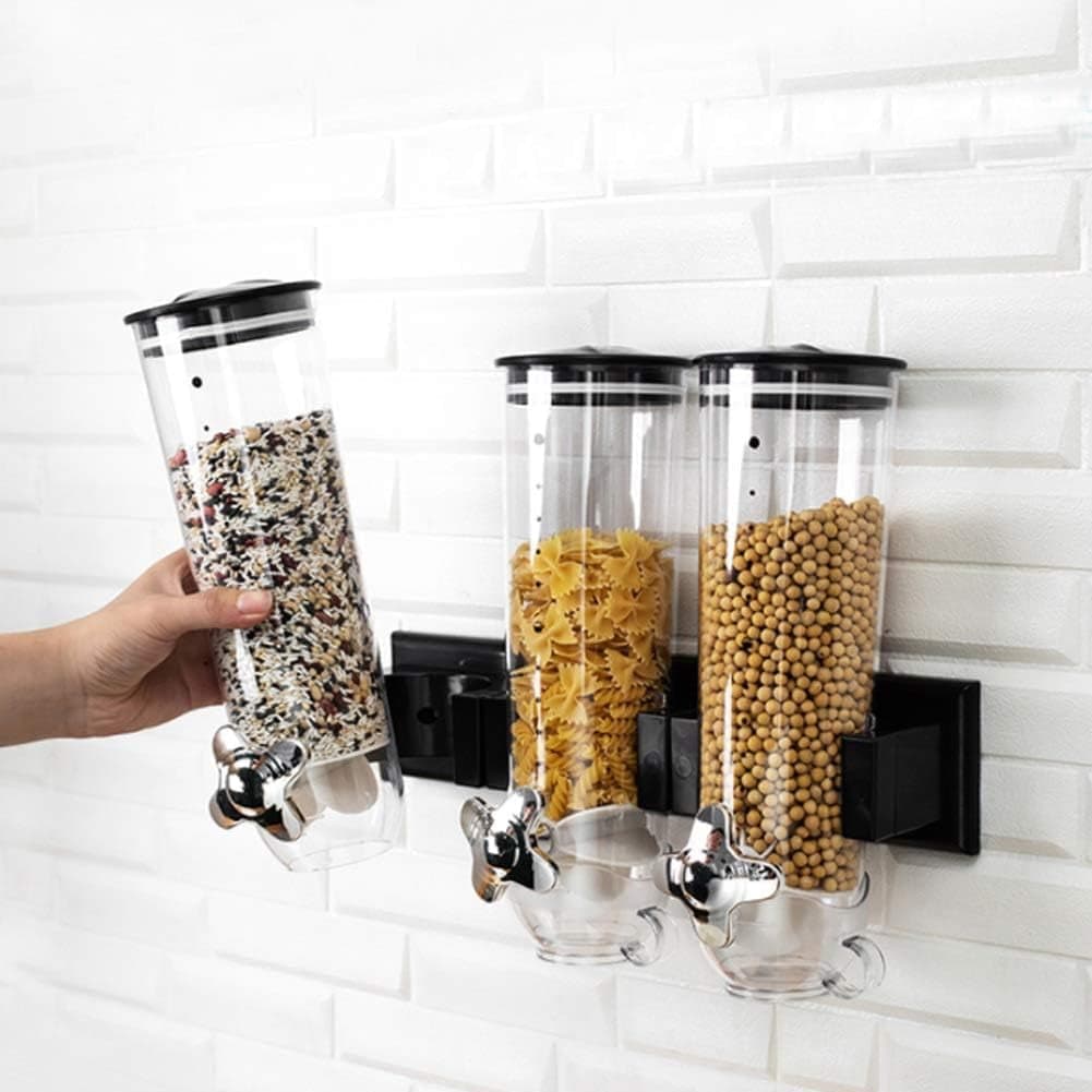 Porta Cereali da Muro 3Posti Dispenser Triplo Distributore Manuale Nero Casa Hotel in Porta carta da cucina Danyx - Casoria, commercioVirtuoso.it