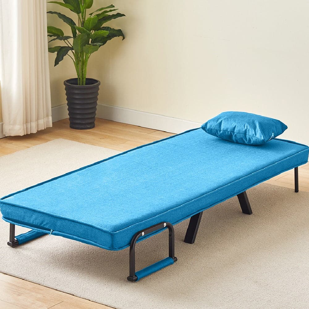 Poltrona Pieghevole Letto con Recliner Seduta Morbida e Braccioli Blu Salvaspazio in Poltrone relax et chaise longue Danyx - Casoria, commercioVirtuoso.it