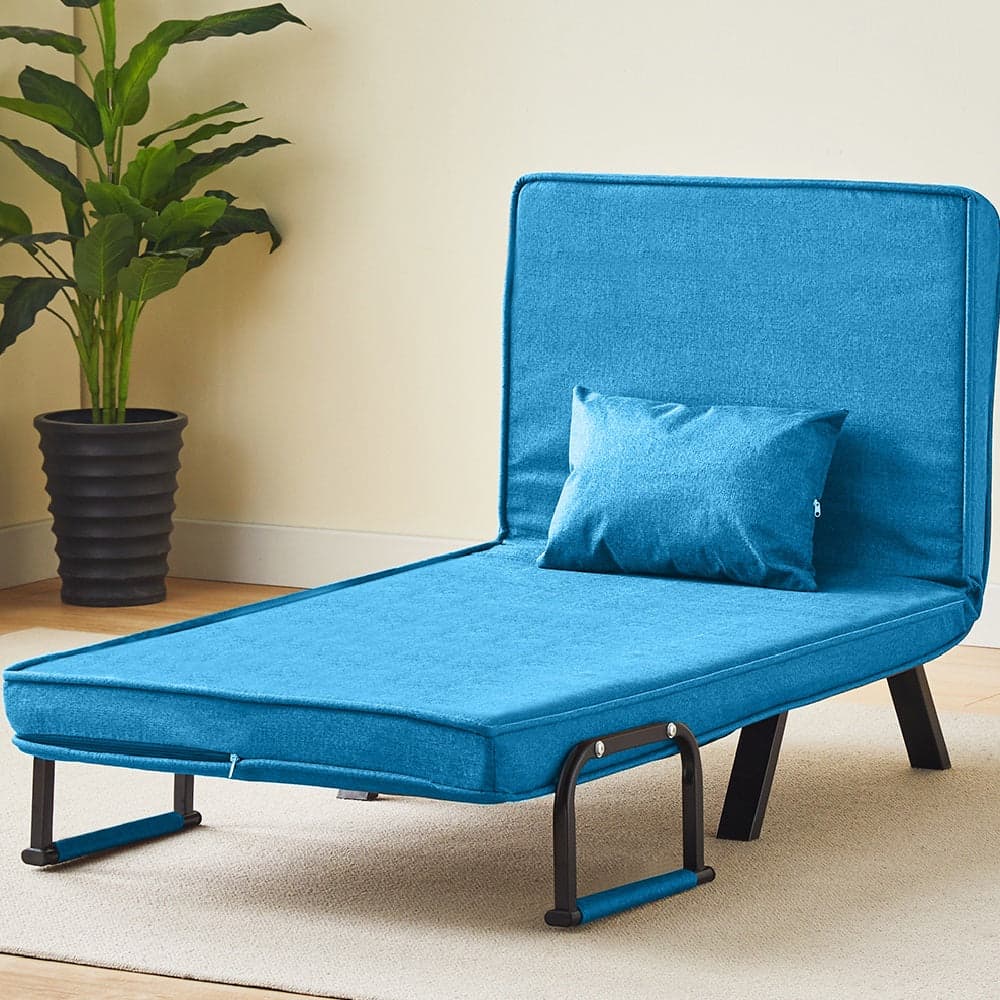 Poltrona Pieghevole Letto con Recliner Seduta Morbida e Braccioli Blu Salvaspazio in Poltrone relax et chaise longue Danyx - Casoria, commercioVirtuoso.it