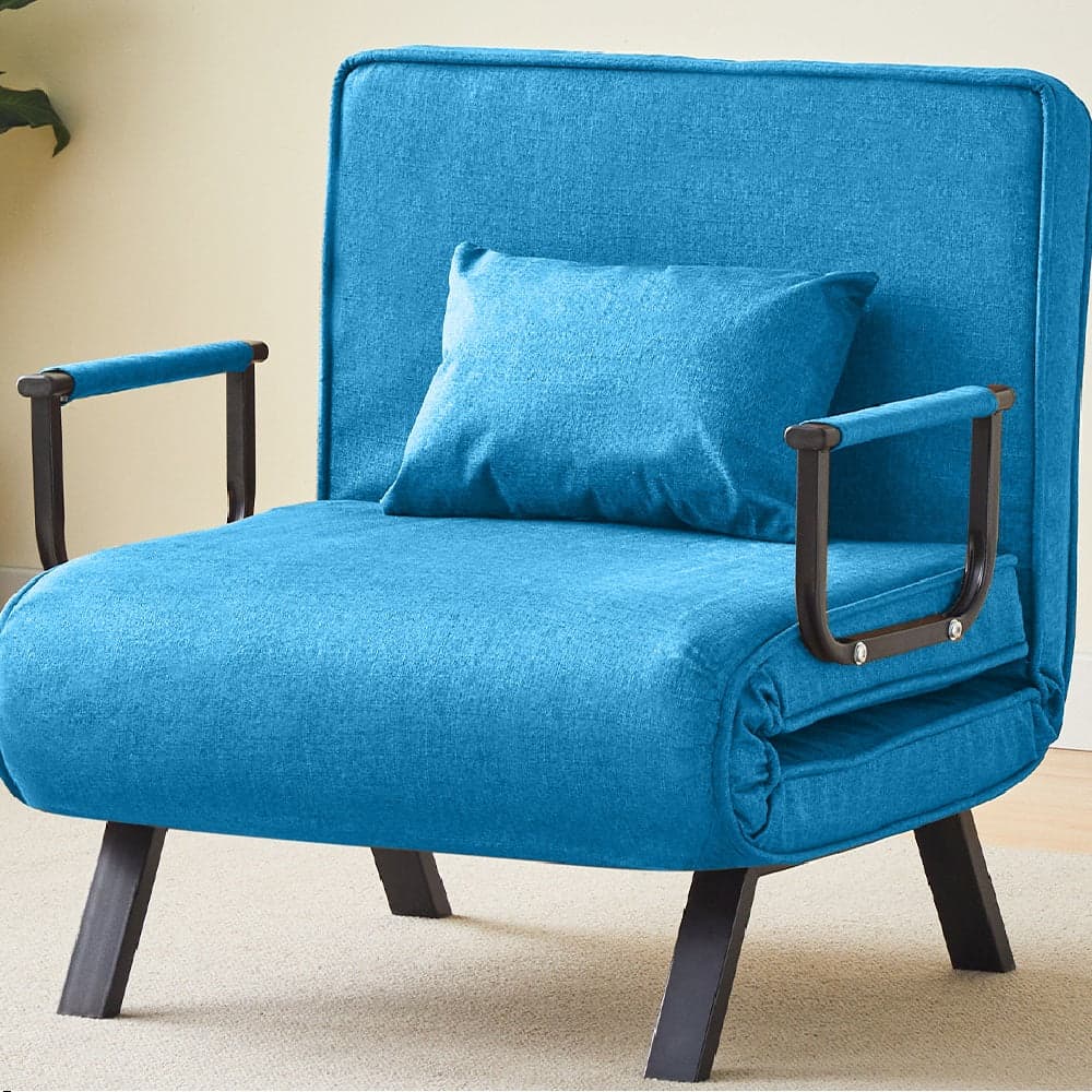 Poltrona Pieghevole Letto con Recliner Seduta Morbida e Braccioli Blu Salvaspazio in Poltrone relax et chaise longue Danyx - Casoria, commercioVirtuoso.it