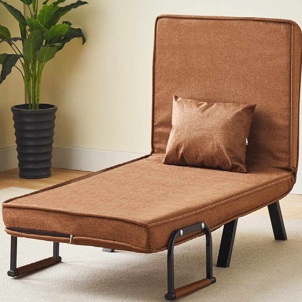 Poltrona Pieghevole Letto con Recliner Seduta Morbida e Braccioli Marrone Salvaspazio in Poltrone relax et chaise longue Danyx - Casoria, commercioVirtuoso.it