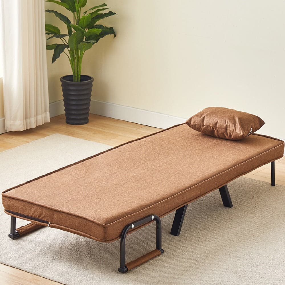 Poltrona Pieghevole Letto con Recliner Seduta Morbida e Braccioli Marrone Salvaspazio in Poltrone relax et chaise longue Danyx - Casoria, commercioVirtuoso.it