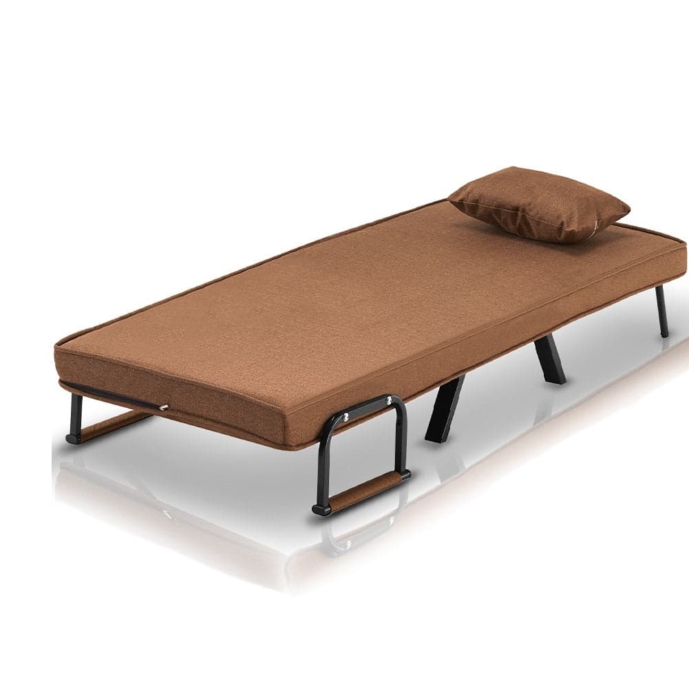 Poltrona Pieghevole Letto con Recliner Seduta Morbida e Braccioli Marrone Salvaspazio in Poltrone relax et chaise longue Danyx - Casoria, commercioVirtuoso.it