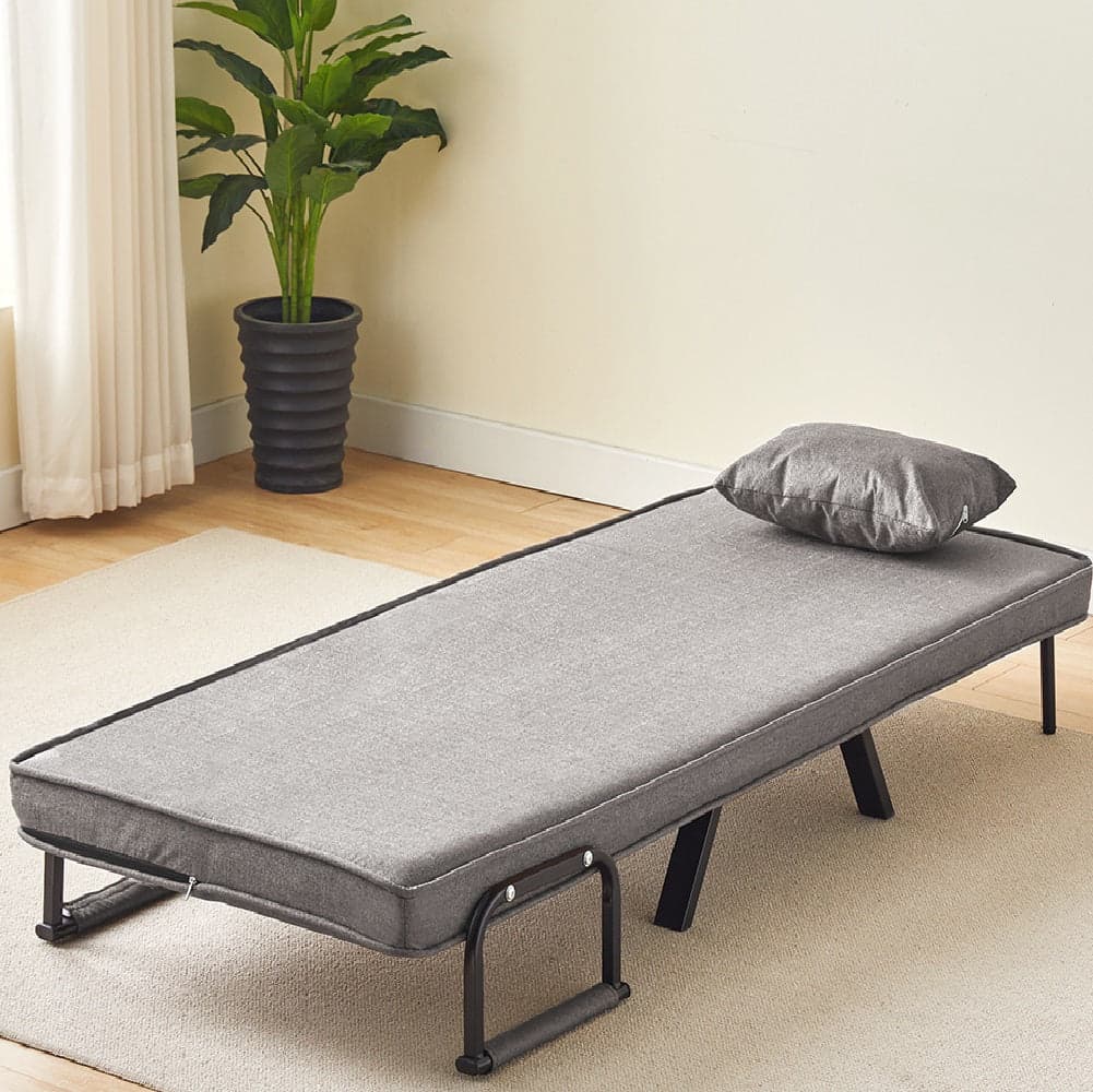 Poltrona Pieghevole Letto con Recliner Seduta Morbida e Braccioli Grigio Salvaspazio in Poltrone relax et chaise longue Danyx - Casoria, commercioVirtuoso.it