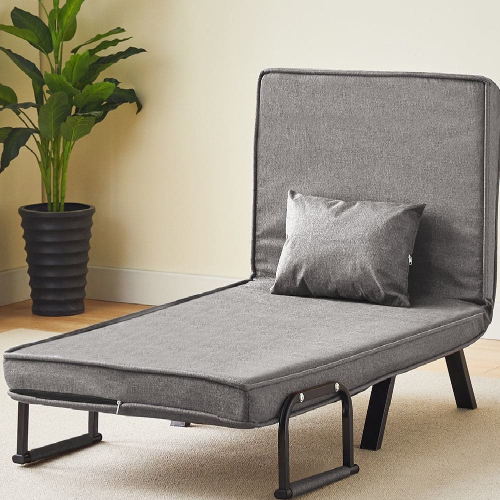 Poltrona Pieghevole Letto con Recliner Seduta Morbida e Braccioli Grigio Salvaspazio in Poltrone relax et chaise longue Danyx - Casoria, commercioVirtuoso.it