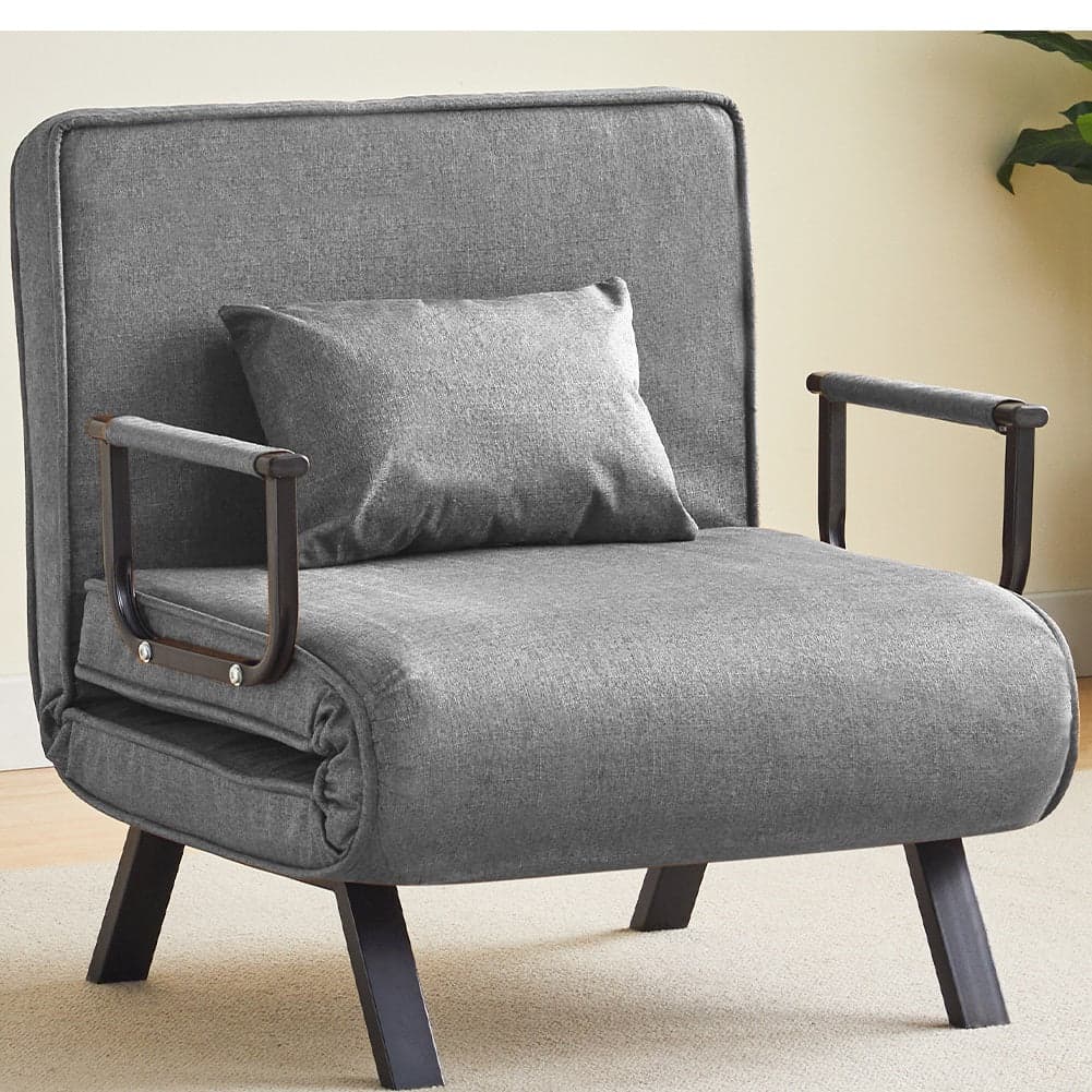 Poltrona Pieghevole Letto con Recliner Seduta Morbida e Braccioli Grigio Salvaspazio in Poltrone relax et chaise longue Danyx - Casoria, commercioVirtuoso.it