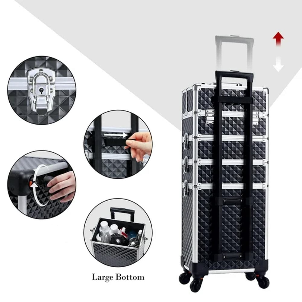 Trolley Makeup 4in1 Valigetta Nero Trucco Estetista Beauty Case Ruote Staccabili in Beauty Case da viaggio Danyx - Casoria, commercioVirtuoso.it