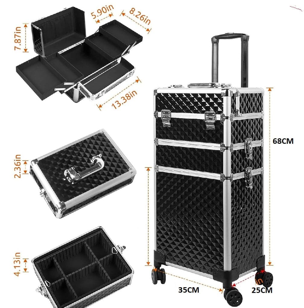 Trolley Professionale 3in1 Makeup Estetista Beauty Case con Ruote Staccabili 4 scomparti in Beauty Case da viaggio Danyx - Casoria, commercioVirtuoso.it