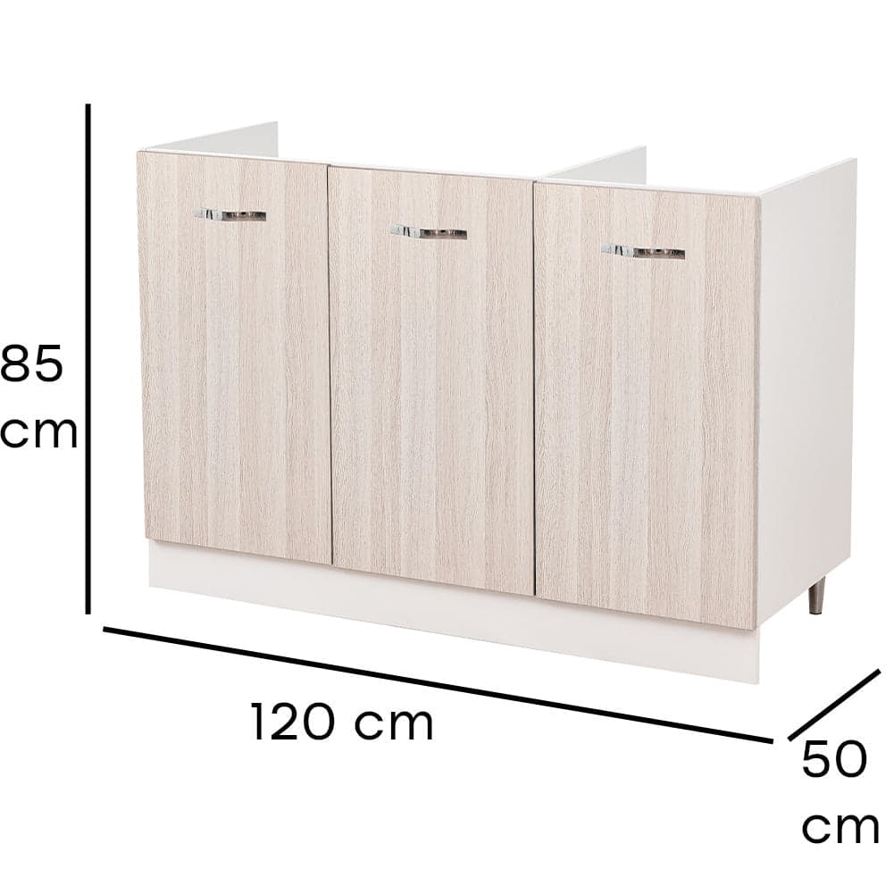 Mobile Cucina Sottolavello Componibile in Legno Colore Olmo con 3 Ante 120cm in Moduli componibili Danyx - Casoria, commercioVirtuoso.it