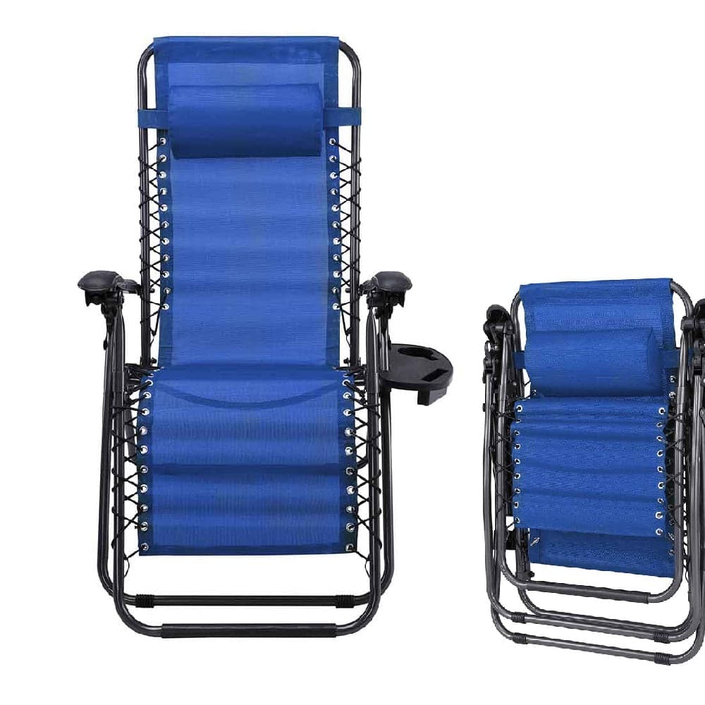 Sedia Sdraio Cordonata Gravità Zero Reclinabile Pieghevole Vassoio Laterale Blu in Lettini Danyx - Casoria, commercioVirtuoso.it