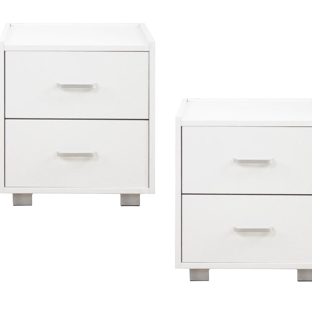 Coppia Comodini in Legno 2 Cassetti Bianco Moderno 40X43 H 44 cm in Comodini Danyx - Casoria, commercioVirtuoso.it