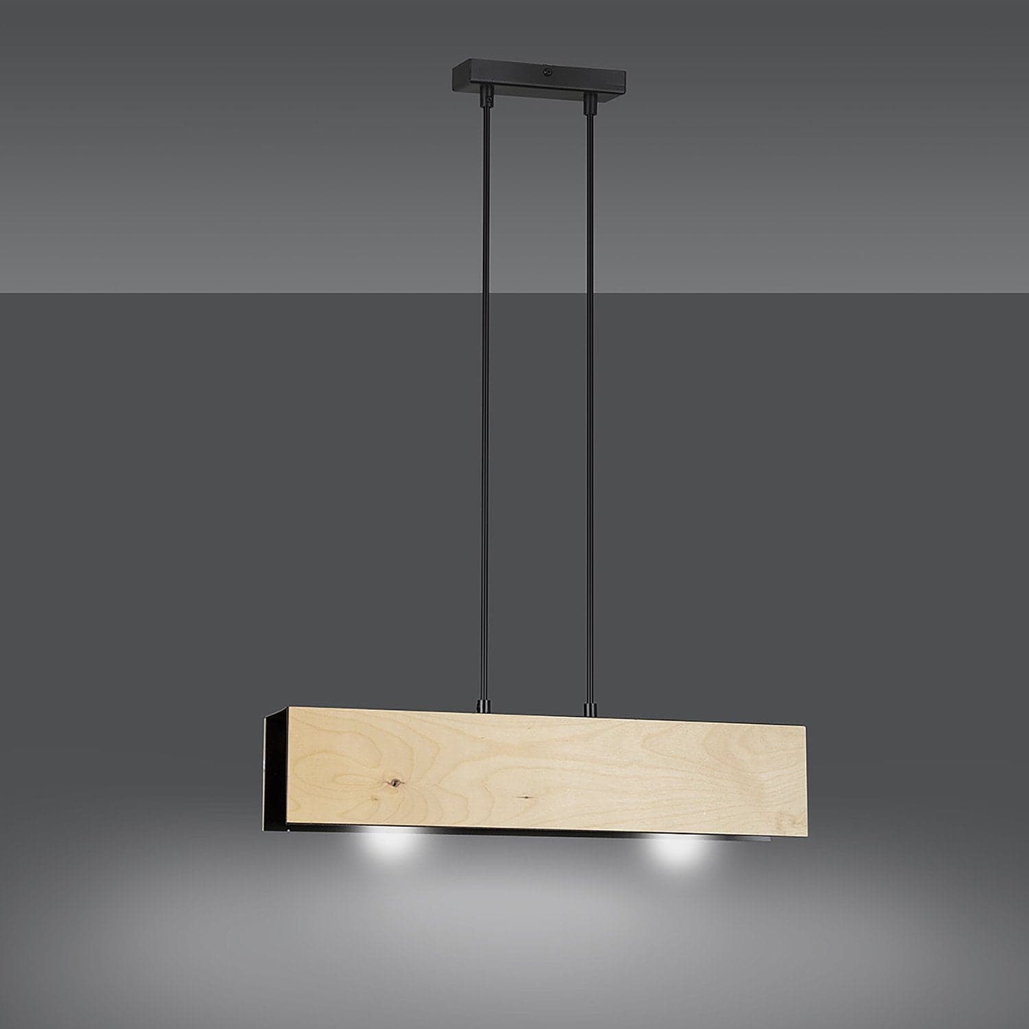 Lampadario 2 Luci Carlo In Acciaio Nero Corpo Rettangolare E Legno Naturale in Lampade a sospensione LuceArt - Montecorvino Pugliano, commercioVirtuoso.it