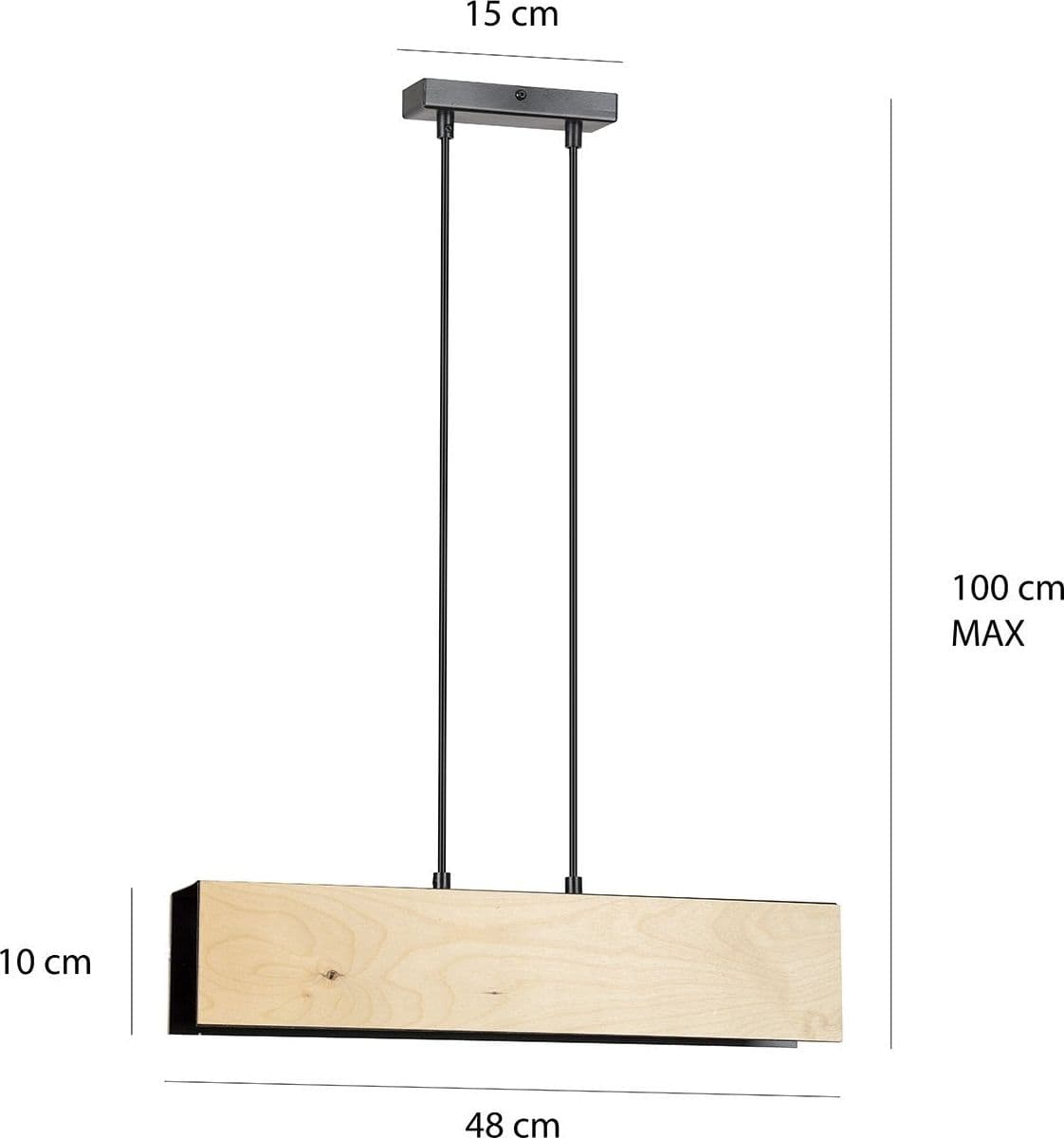 Lampadario 2 Luci Carlo In Acciaio Nero Corpo Rettangolare E Legno Naturale in Lampade a sospensione LuceArt - Montecorvino Pugliano, commercioVirtuoso.it