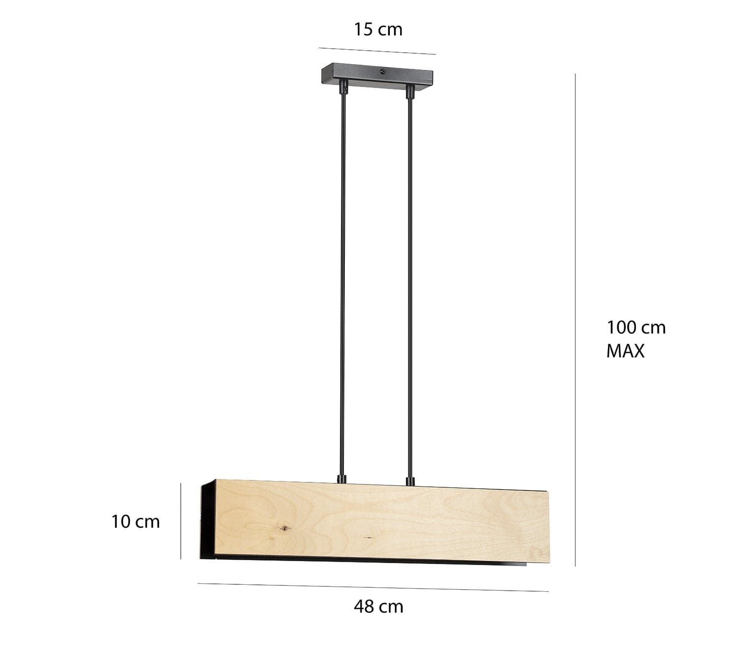 Lampadario 2 Luci Carlo In Acciaio Nero Corpo Rettangolare E Legno Naturale in Lampade a sospensione LuceArt - Montecorvino Pugliano, commercioVirtuoso.it