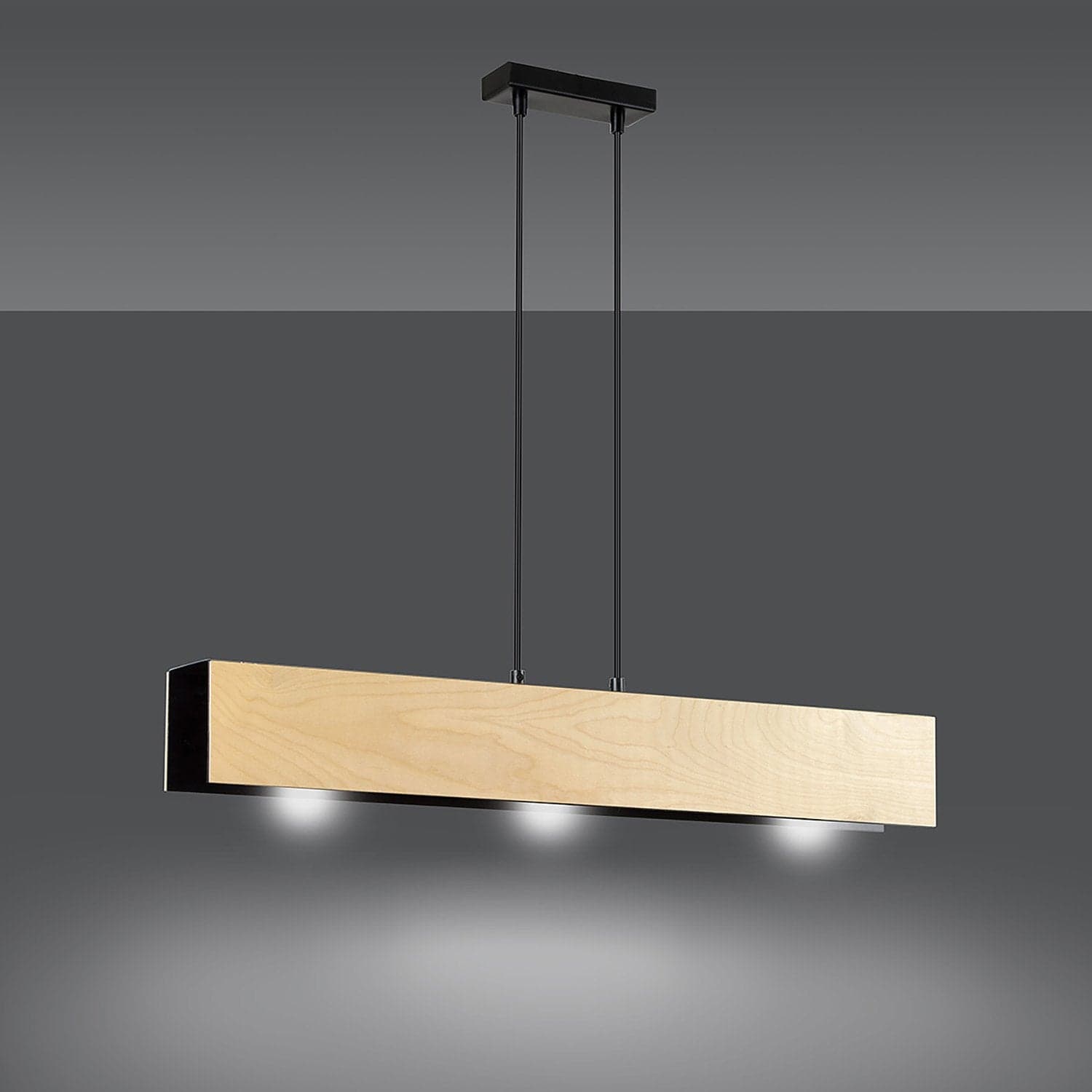 Lampadario 3 Luci Carlo In Acciaio Nero Corpo Rettangolare E Legno Naturale in Lampade a sospensione LuceArt - Montecorvino Pugliano, commercioVirtuoso.it