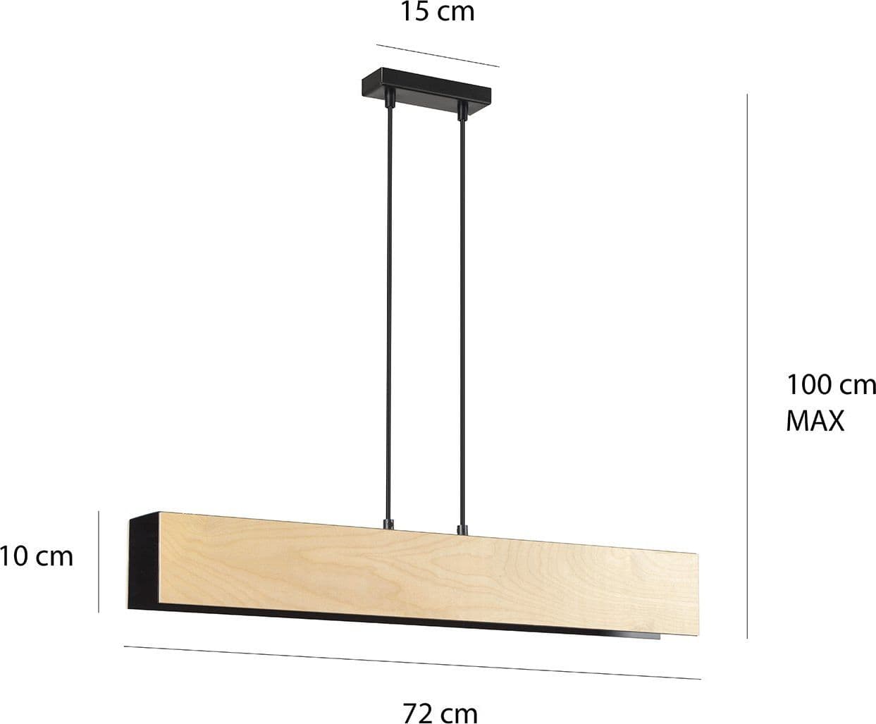 Lampadario 3 Luci Carlo In Acciaio Nero Corpo Rettangolare E Legno Naturale in Lampade a sospensione LuceArt - Montecorvino Pugliano, commercioVirtuoso.it