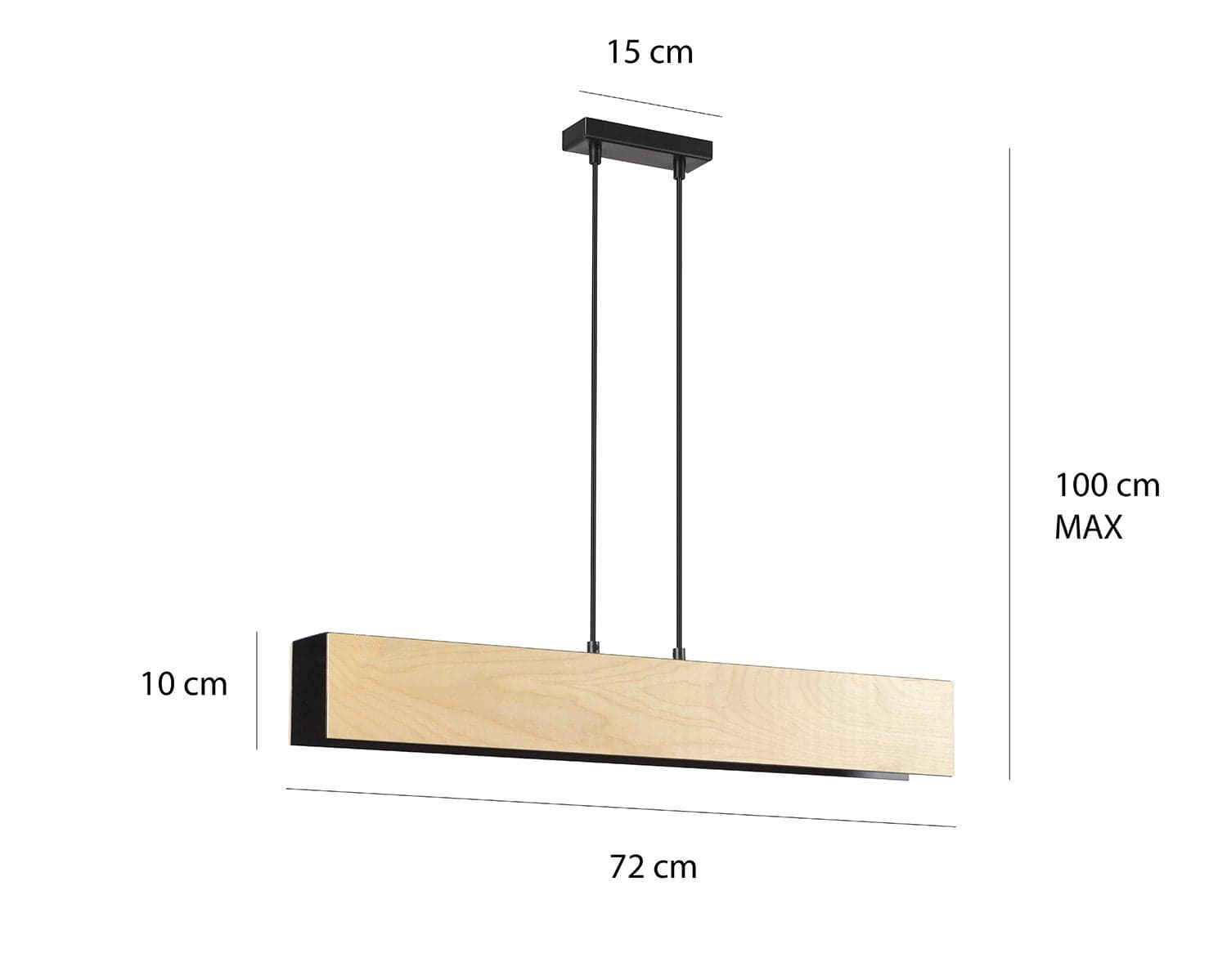 Lampadario 3 Luci Carlo In Acciaio Nero Corpo Rettangolare E Legno Naturale in Lampade a sospensione LuceArt - Montecorvino Pugliano, commercioVirtuoso.it