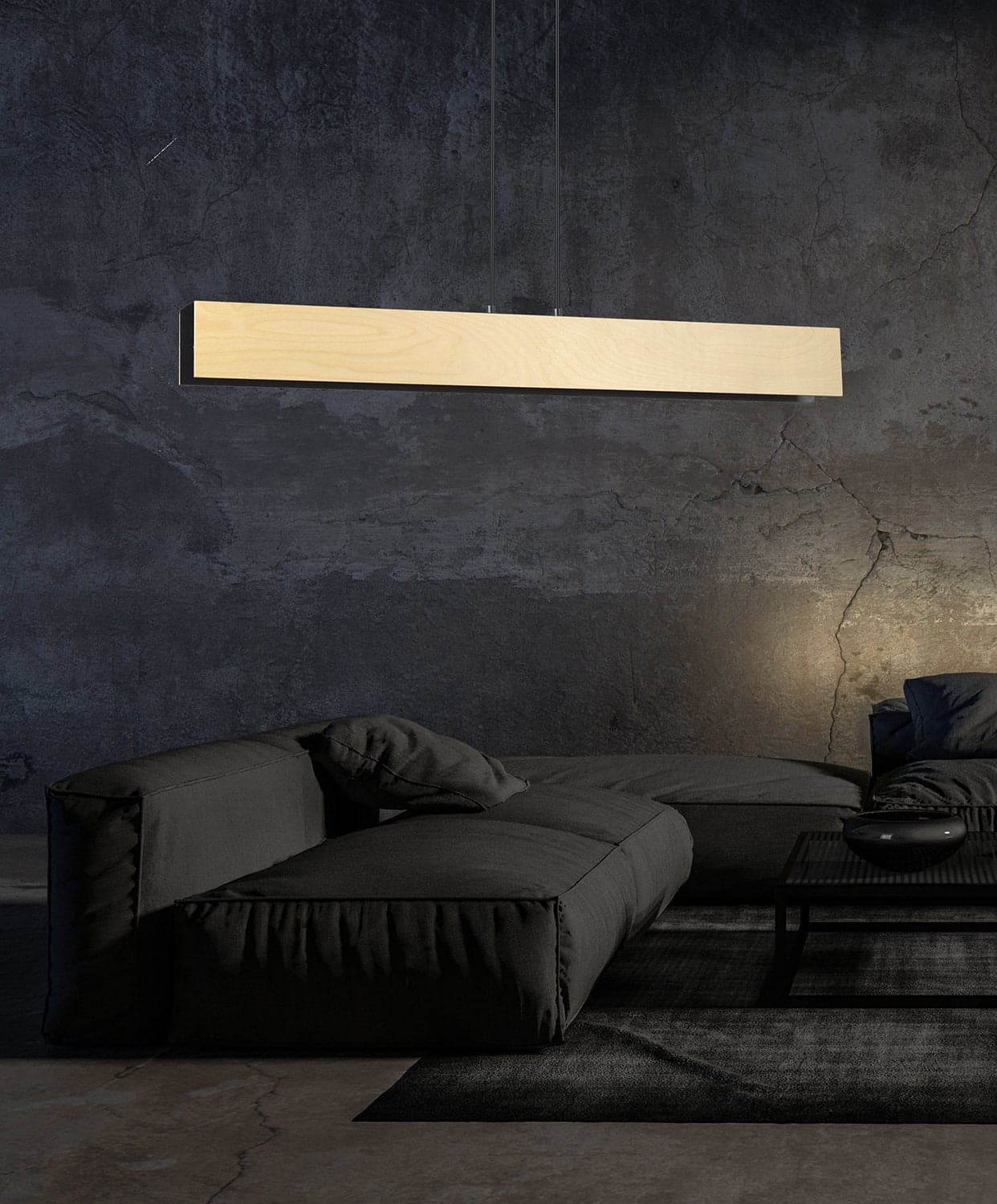 Lampadario 4 Luci Carlo In Acciaio Nero Corpo Rettangolare E Legno Naturale in Lampade a sospensione LuceArt - Montecorvino Pugliano, commercioVirtuoso.it
