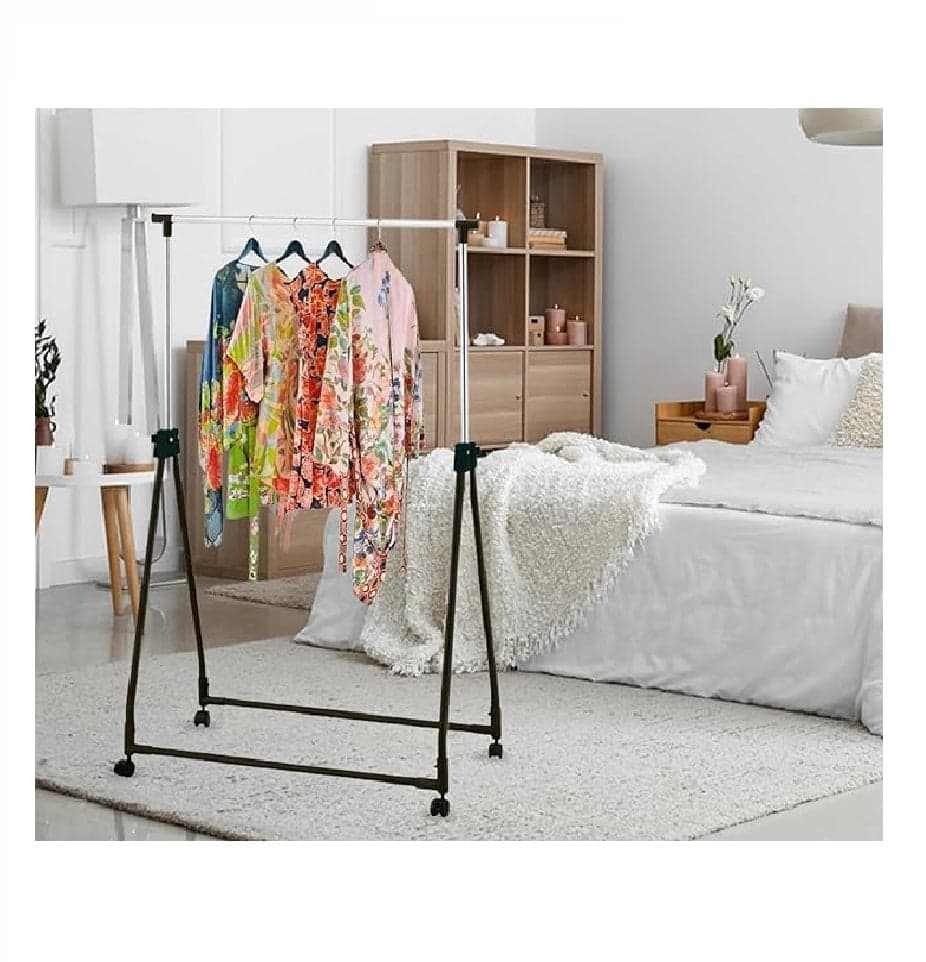 Appendiabiti Pieghevole 4 Ruote Asta Allungabile Regolabile 90x40 H93-170cm Nero in Stand appendiabiti Danyx - Casoria, commercioVirtuoso.it