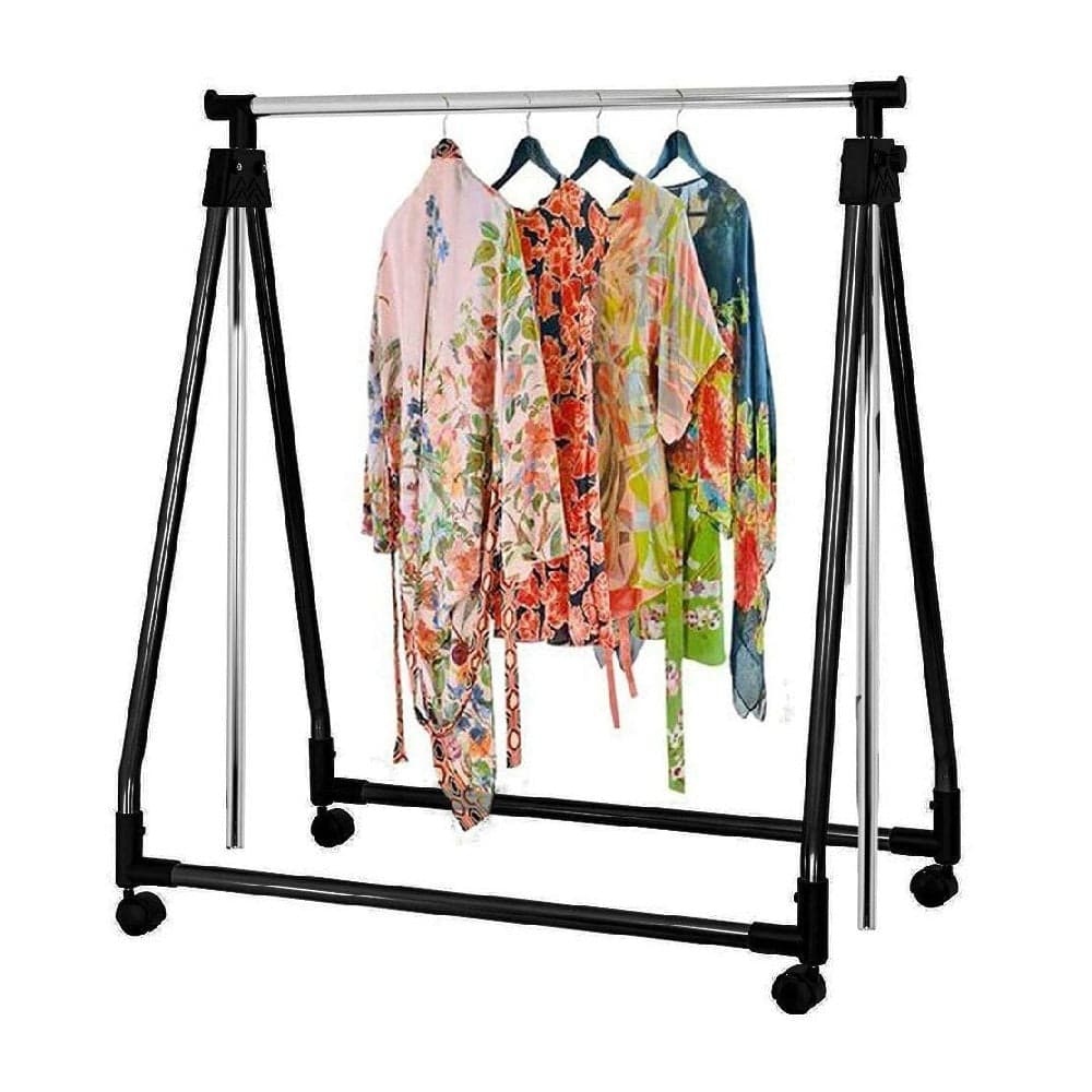 Appendiabiti Pieghevole 4 Ruote Asta Allungabile Regolabile 90x40 H93-170cm Nero in Stand appendiabiti Danyx - Casoria, commercioVirtuoso.it