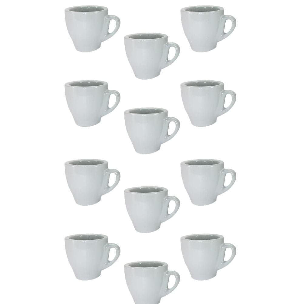 Tazzine in ceramica Bar Set 12pz 90ml con Bordo Grosso 5mm (Bianco) H6xD6,5cm