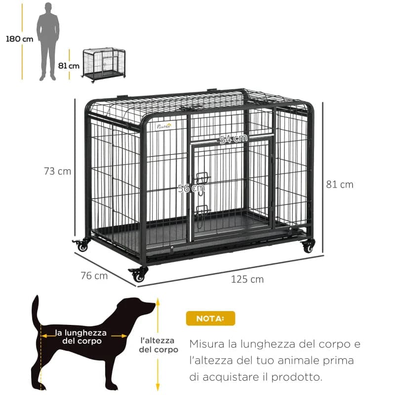 Gabbia per Cani in Metallo Pieghevole 125X76X81CM colore Nero in Fodere per sedili Danyx - Casoria, commercioVirtuoso.it