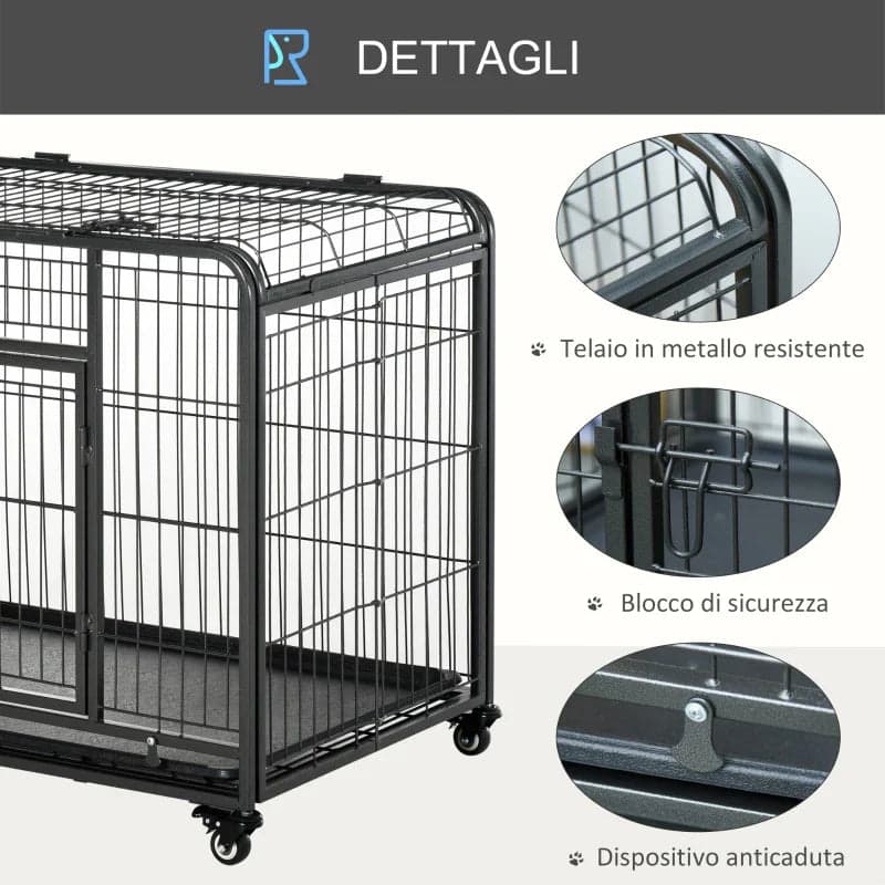 Gabbia per Cani in Metallo Pieghevole 125X76X81CM colore Nero in Fodere per sedili Danyx - Casoria, commercioVirtuoso.it
