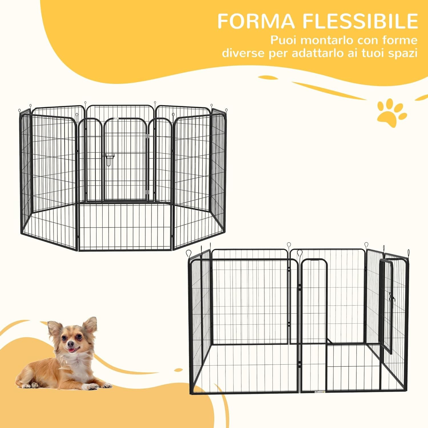 Recinto per Cani Interno Esterno 8pannelli da 80cm H 100cm Modulare in Metallo in Recinti gioco Danyx - Casoria, commercioVirtuoso.it