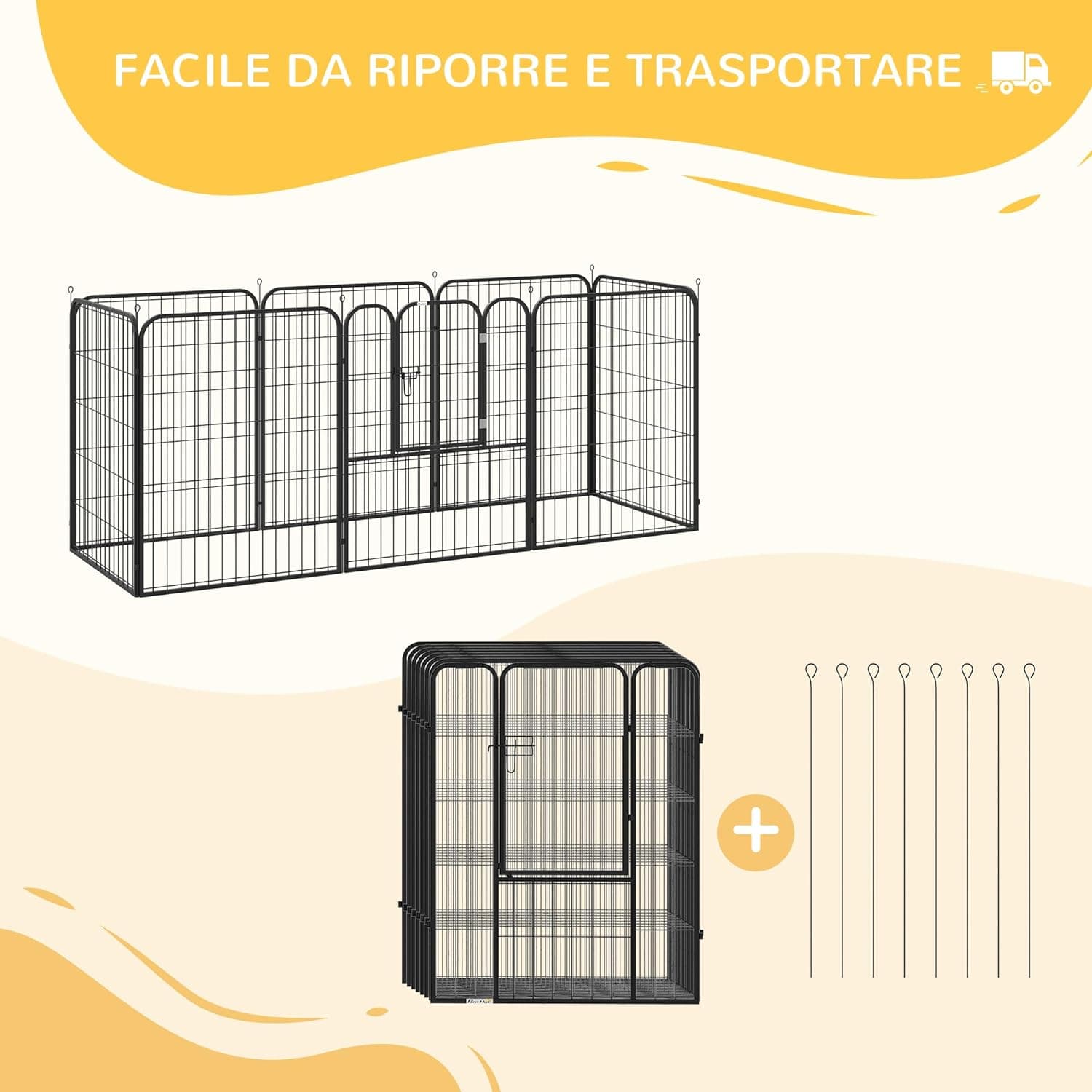 Recinto per Cani Interno Esterno 8pannelli da 80cm H 100cm Modulare in Metallo in Recinti gioco Danyx - Casoria, commercioVirtuoso.it