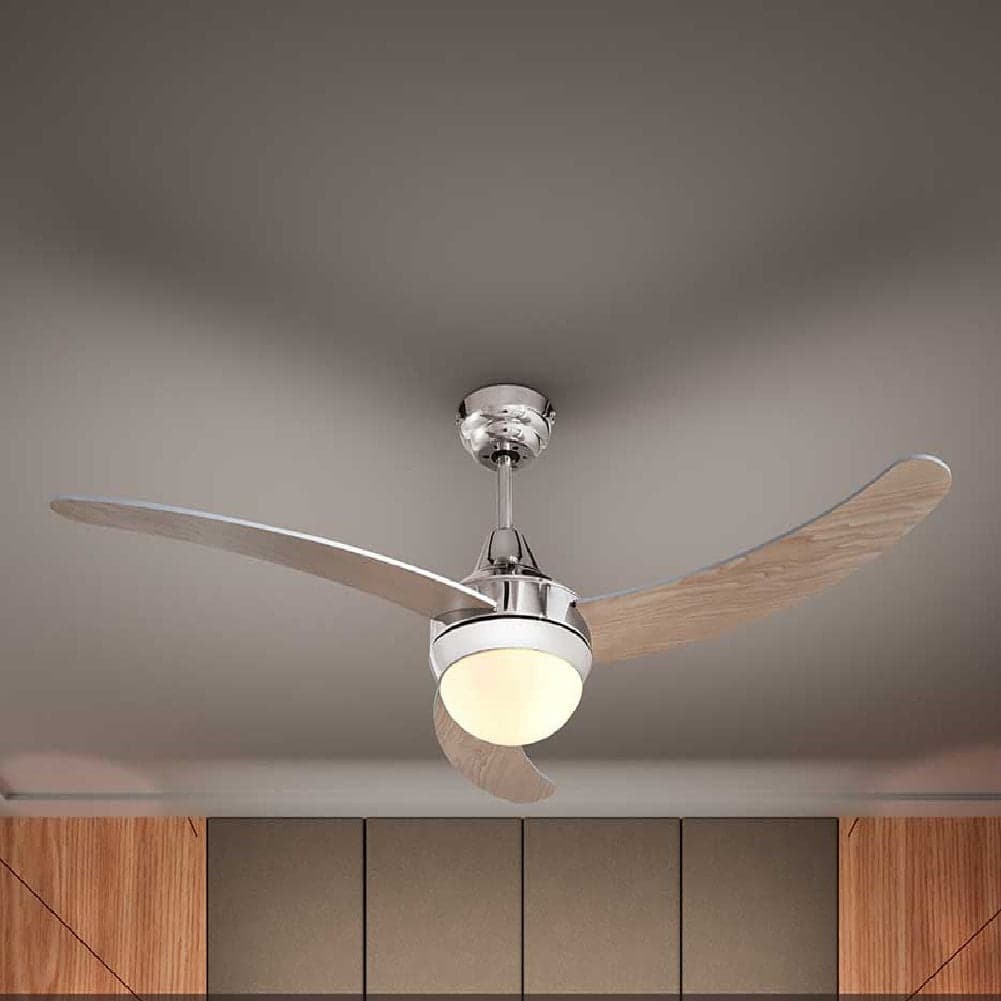 Ventilatore con Telecomando da Soffitto 3Pale Legno Lampada 65watt 122cm Silver in Ventilatori da soffitto con lampada Danyx - Casoria, commercioVirtuoso.it