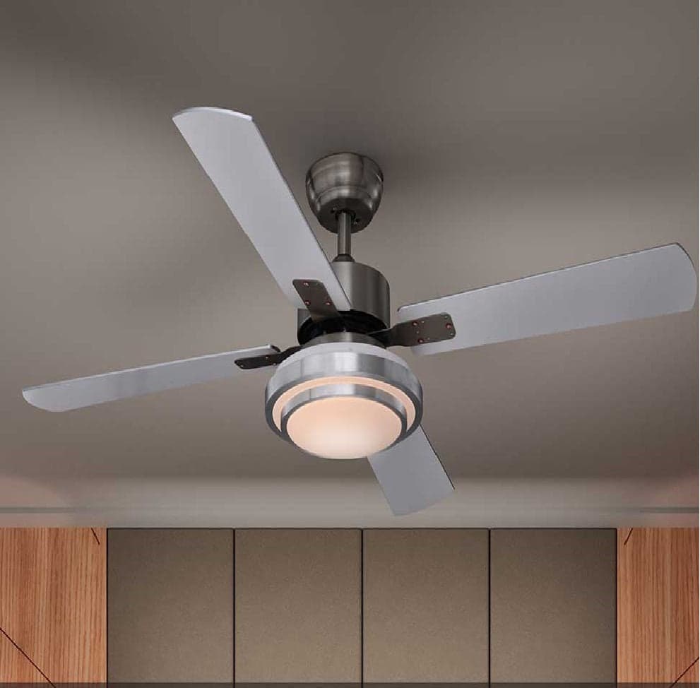 Ventilatore con Telecomando da Soffitto 4 Pale Luce LED  130 cm Bianco in Ventilatori da soffitto con lampada Danyx - Casoria, commercioVirtuoso.it