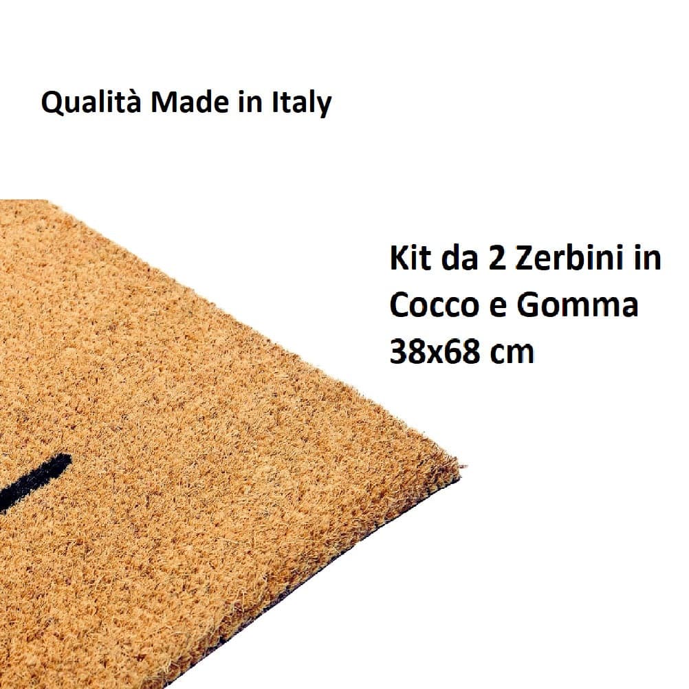 Zerbino in Cocco 2pz da 36x68cm Fondo in Gomma 1.6cm Vari Decori Antiscivolo in Zerbini Danyx - Casoria, commercioVirtuoso.it