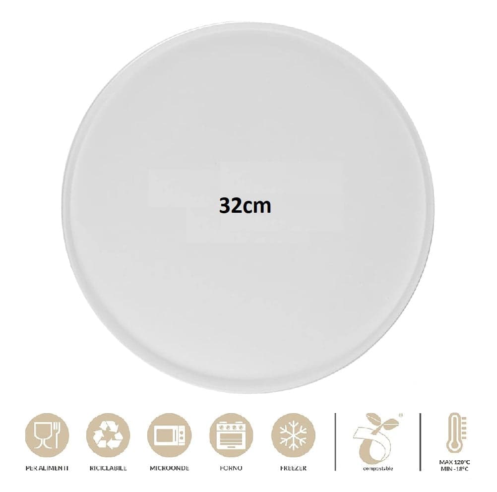 Piatti Monouso Pizza 50pz 32.5 cm 100% Biodegradabili Bianco in Piatti Danyx - Casoria, commercioVirtuoso.it