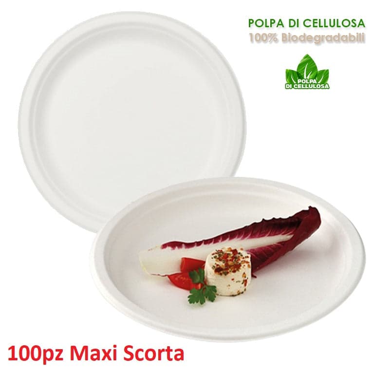 Piatti Monouso Piani 100pz 23cm 100% Biodegradabili Bianco Casa Bar Ristorante in Piatti Danyx - Casoria, commercioVirtuoso.it