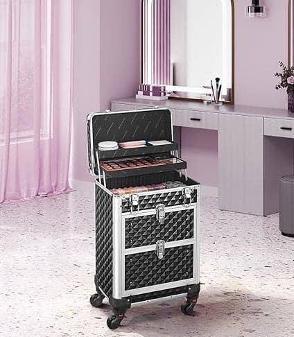 Trolley Lavoro Make up Alluminio Porta Trucco Estetista Beauty 4 Ruote Nero in Beauty Case da viaggio Danyx - Casoria, commercioVirtuoso.it