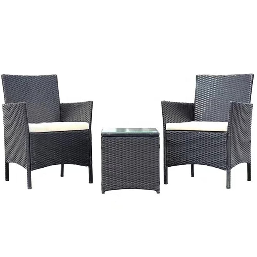 Set da Giardino 2 Poltrone 1 Tavolino Rattan Intrecciato Grigio e Cuscini Beige in Divanetti Danyx - Casoria, commercioVirtuoso.it