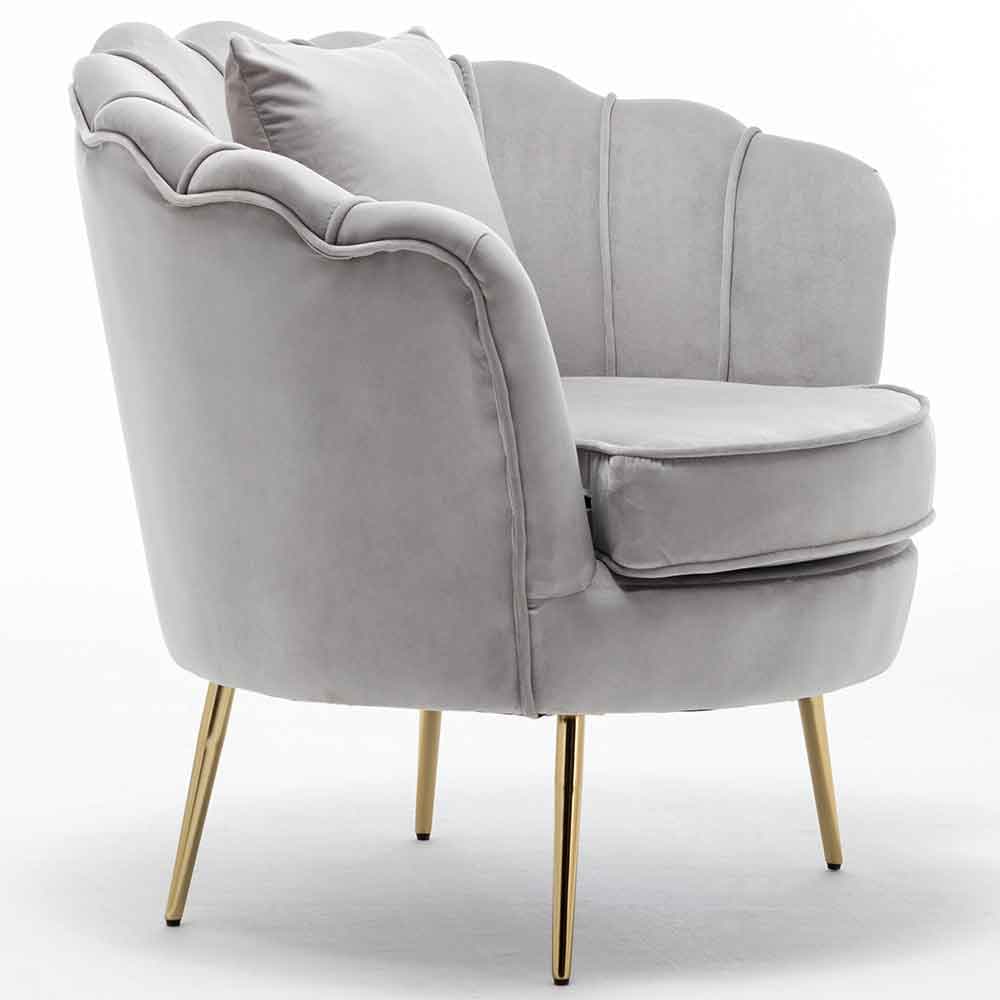 Sedia Poltrona Relax Velluto e Metallo Imbottita Design Moderno Grigio Piedi Oro in Poltrone Danyx - Casoria, commercioVirtuoso.it