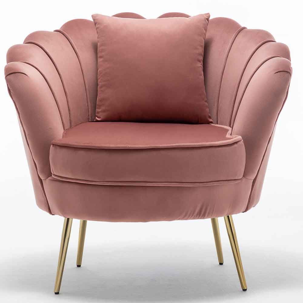 Sedia Poltrona Relax Velluto e Metallo Imbottita Design Moderno Rosa Piedi Oro in Poltrone Danyx - Casoria, commercioVirtuoso.it