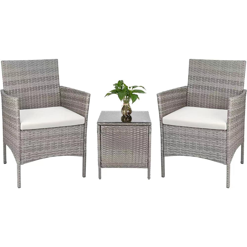Set da Giardino 2 Poltrone 1 Tavolino Rattan Intrecciato Beige e Cuscini Ecrù in Divanetti Danyx - Casoria, commercioVirtuoso.it