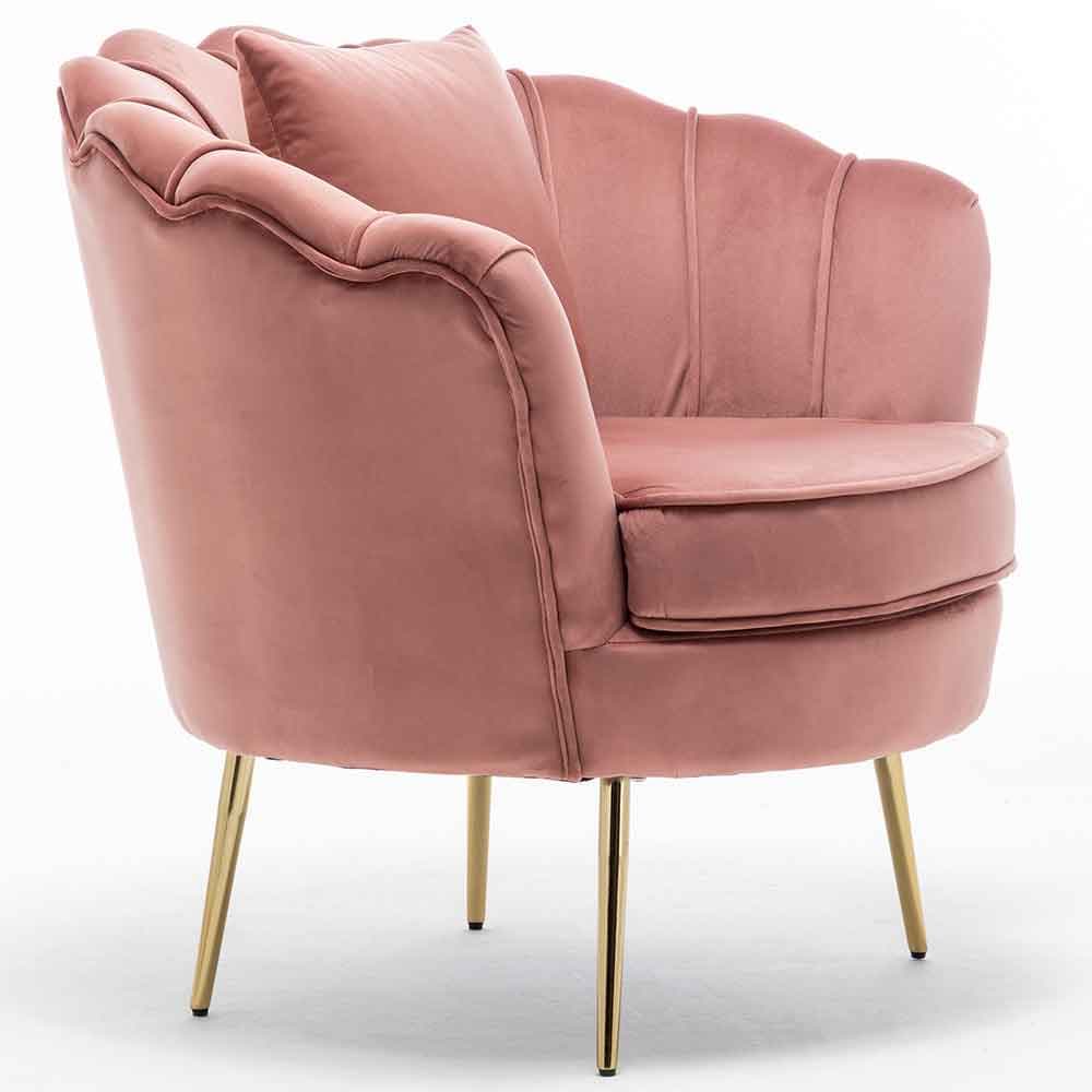 Sedia Poltrona Relax Velluto e Metallo Imbottita Design Moderno Rosa Piedi Oro in Poltrone Danyx - Casoria, commercioVirtuoso.it