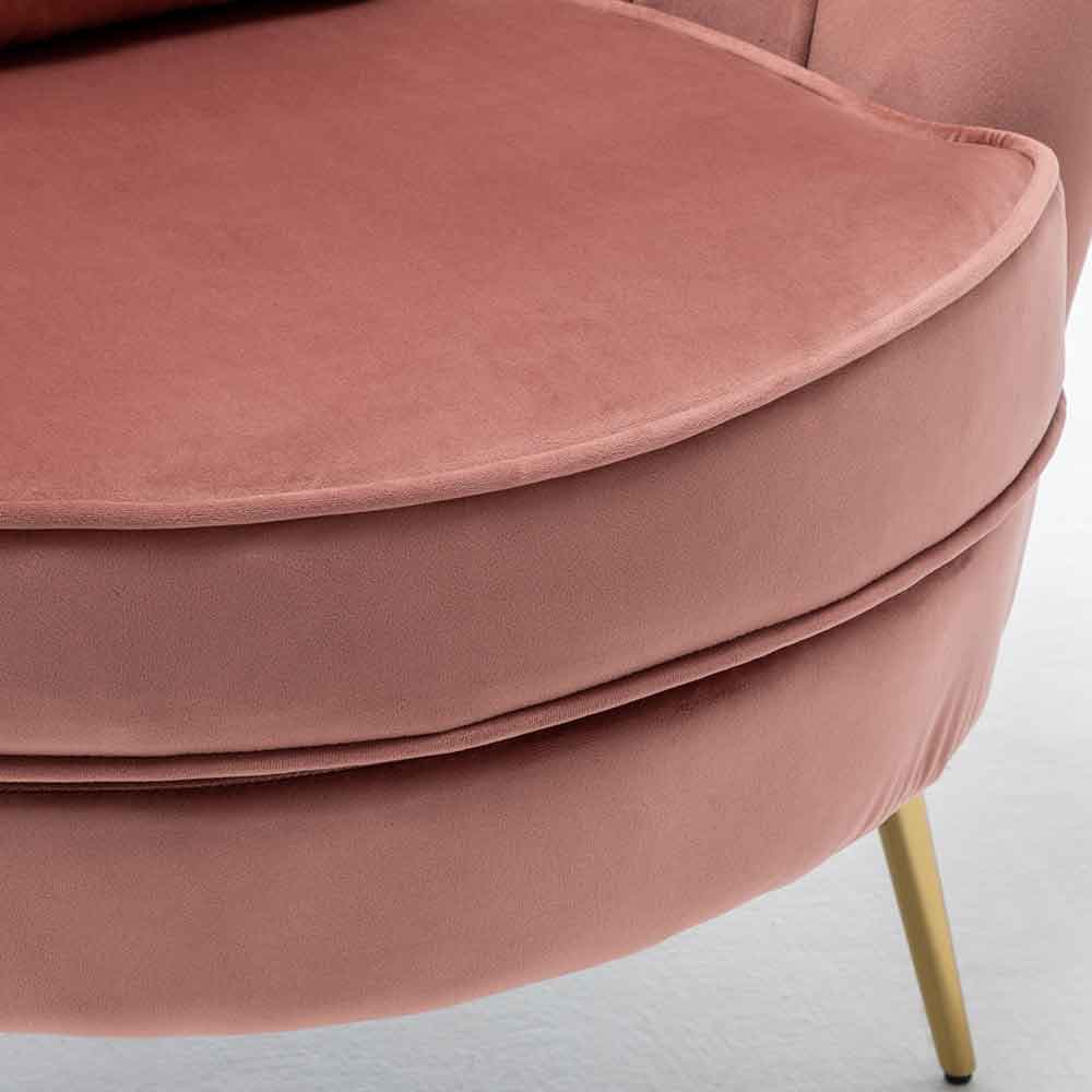 Sedia Poltrona Relax Velluto e Metallo Imbottita Design Moderno Rosa Piedi Oro in Poltrone Danyx - Casoria, commercioVirtuoso.it