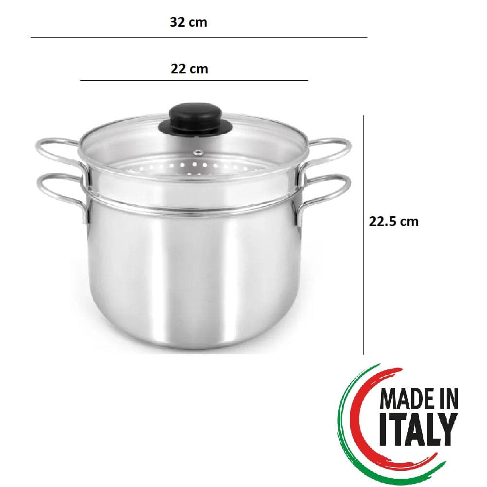 Pentola Cuoci Pasta In Acciaio Inox 22cm 6.4 lt Coperchio Temperato Casa Ristorante in Pentole per pasta Danyx - Casoria, commercioVirtuoso.it