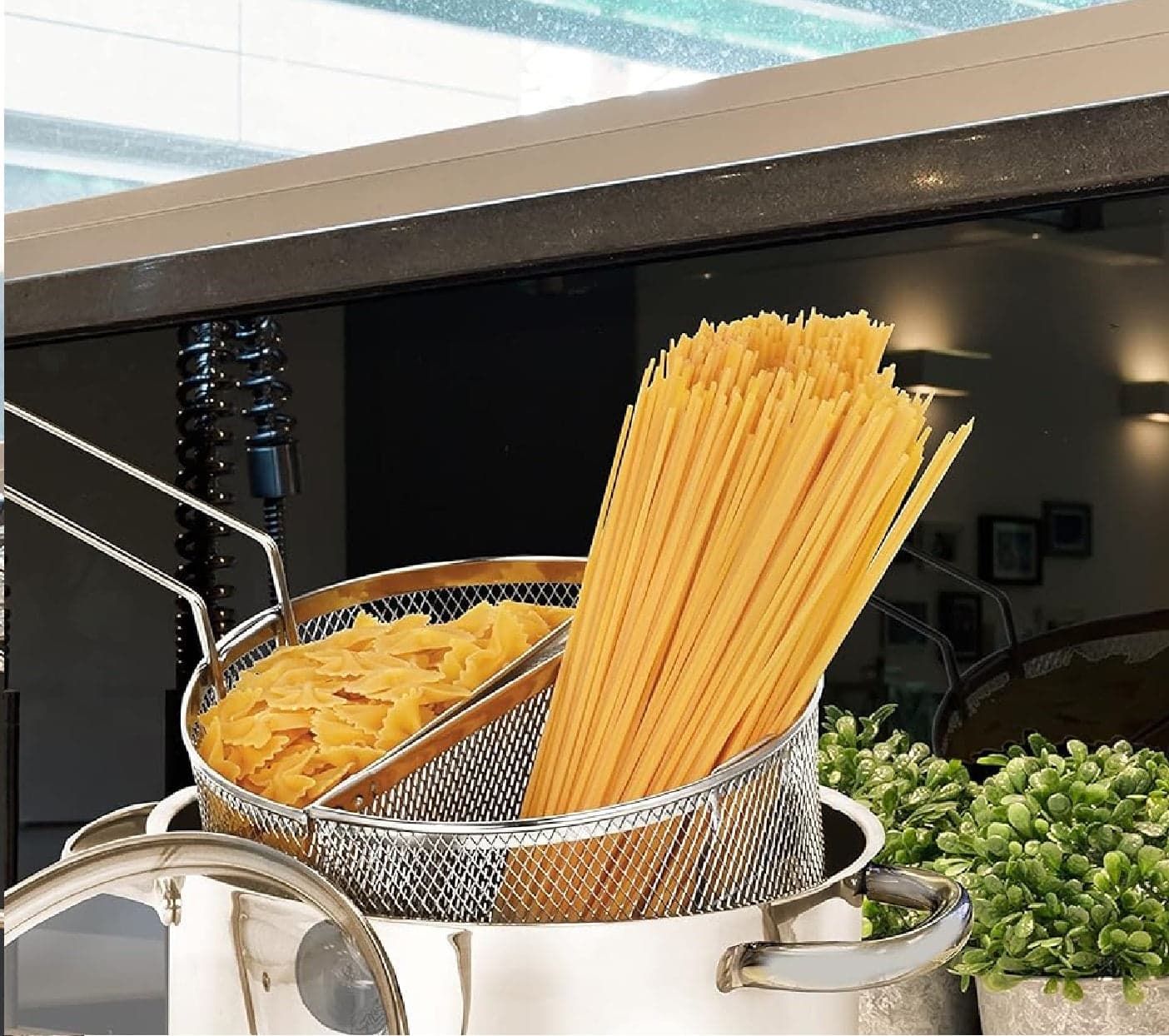 Pentola Doppia Cottura 24cm Acciaio Inox Kit Bipasta 2Cestelli Coperchio Temperato in Pentole per pasta Danyx - Casoria, commercioVirtuoso.it