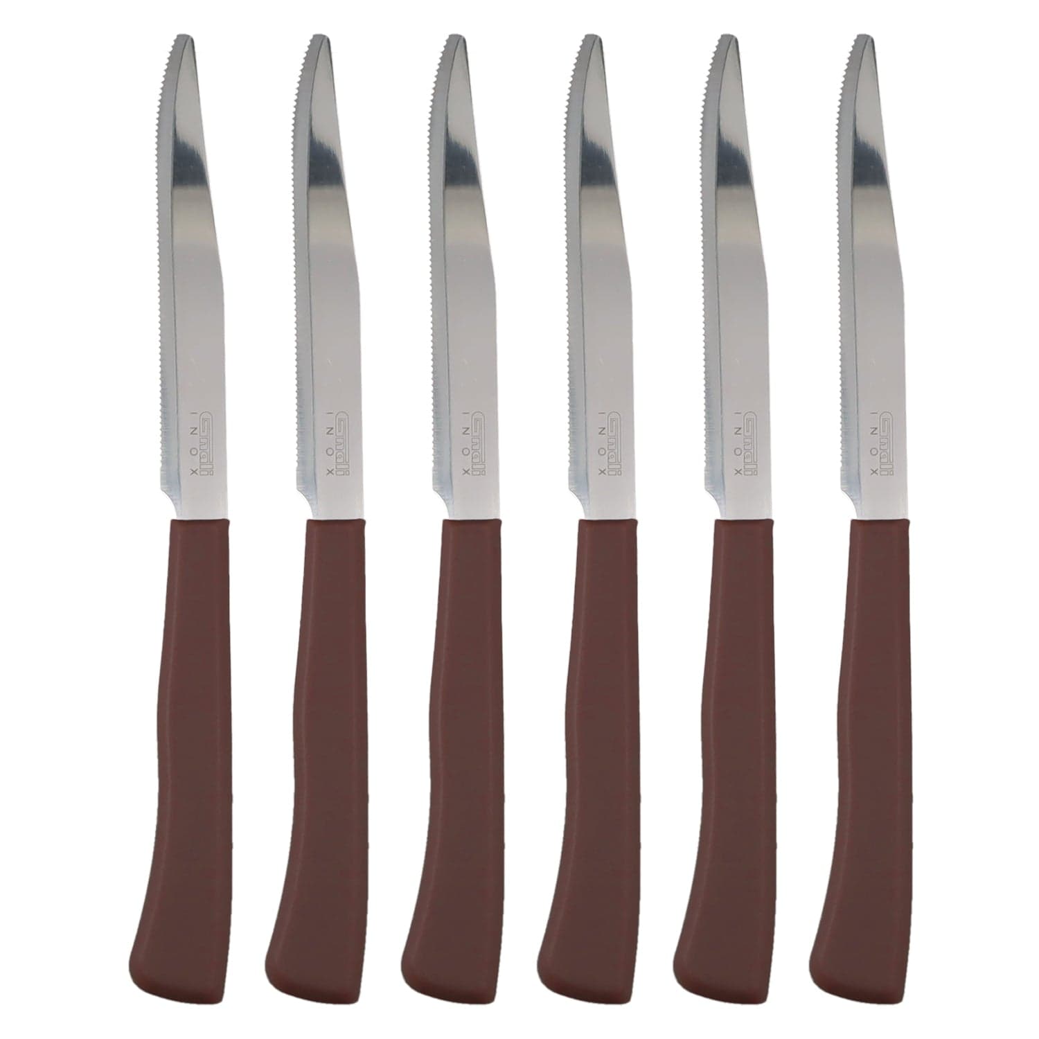 Coltelli Bistecca 24pz Manico in Polipropilene Doppia Affilatura 22cm Marrone