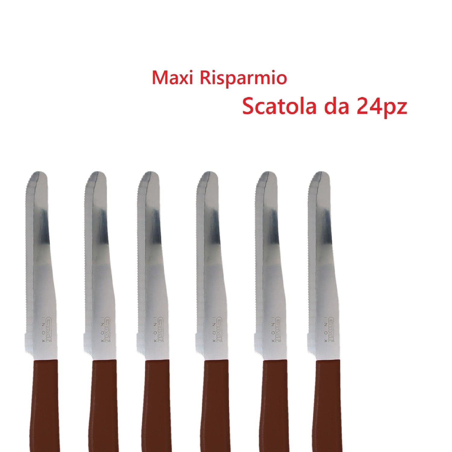 Coltelli da Tavola 24pz Manico in Polipropilene Doppia Affilatura 22cm Marrone in Coltelli da tavola Danyx - Casoria, commercioVirtuoso.it